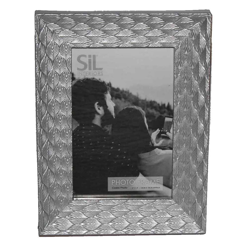 Sifcon Leaf Effect Silver 6x4 Photo Frame Image 1