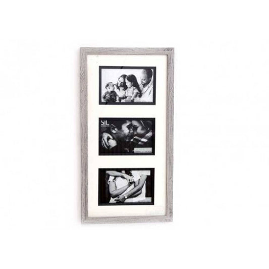 Triple Grey Wooden Photo Frame