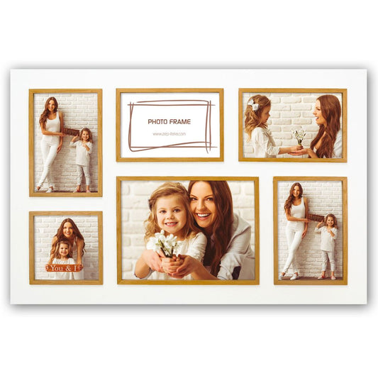 Este 6Q Wood Multi Aperture Photo Frame for 6x4 4x4 and 8x6 Photos