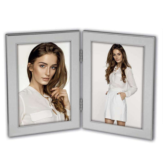 Olimpia Metal 6x4 Double Photo Frame - Silver