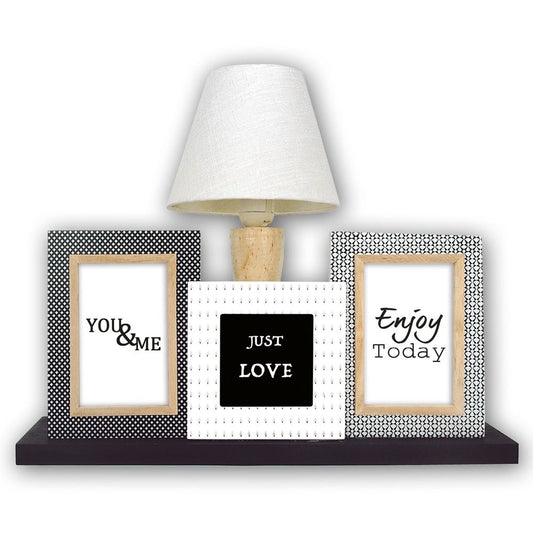 Multi Photo Frame with Lamp | Wooden | Free Standing | UK Plug