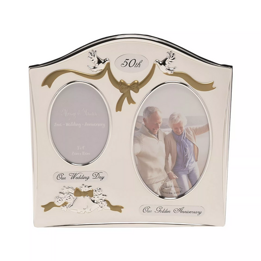 Juliana Two Tone Silver Plated Wedding Anniversary Photo Frame - 50th Golden Anniversary FS55050