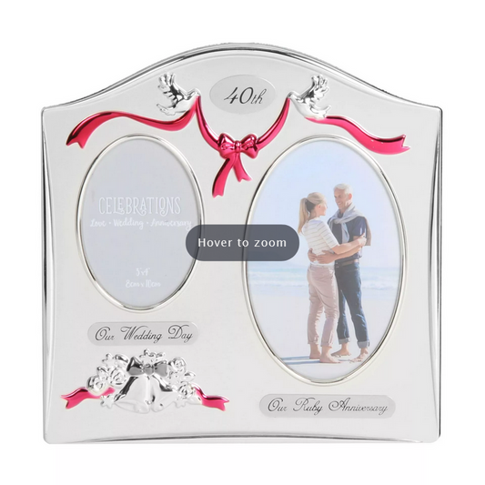 Juliana Photo Frame 2 Tone Silver Plated Double Wedding Anniversary - 40th Ruby FS55040