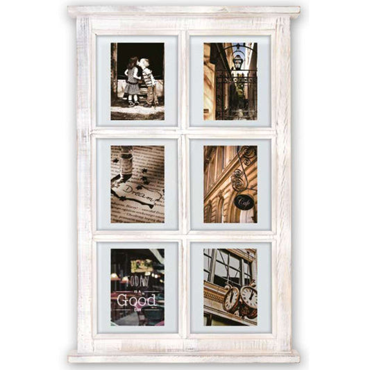 Hampton Window Style Floating White Multi Photo Frame Overall Size 26.5x17 Inches Image 1