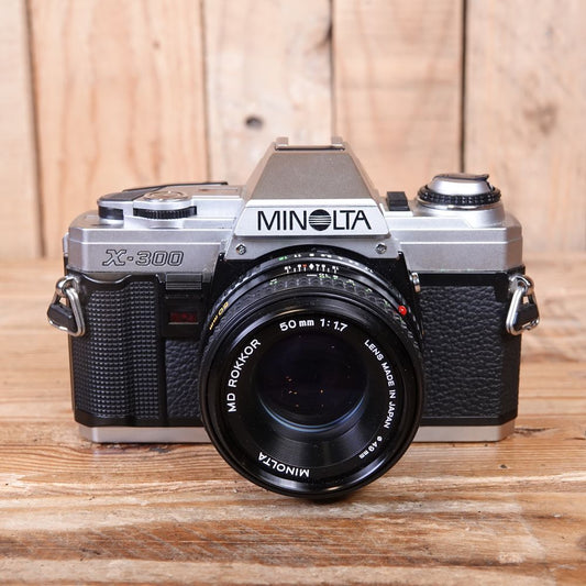 Used Minolta X-300 35mm Silver Film Camera with MD 50mm F1.7 Lens