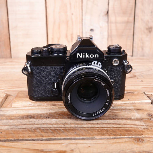 Used Nikon FM Black 35mm Film SLR Camera with 50mm F1.8 AI Lens