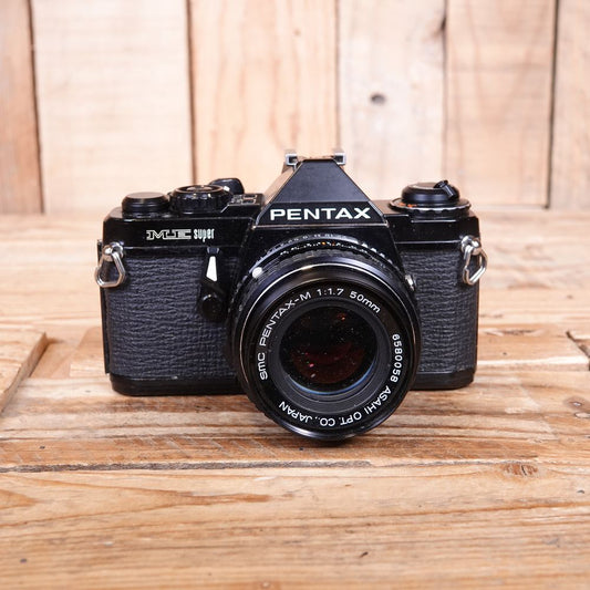 Used Pentax ME Super Black 35mm Analog Film SLR Camera with 50mm f1.7  lens