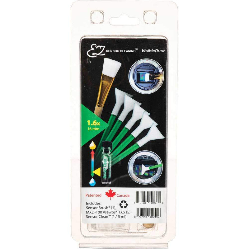 VisibleDust EZ Sensor Cleaning Kit PLUS with Sensor Clean, 5 Green 1.6x Vswabs and Sensor Brush Image 1