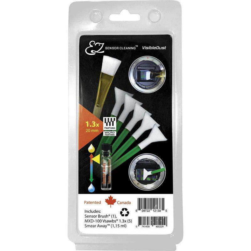 VisibleDust EZ Sensor Cleaning Kit PLUS with Smear Away, 5 Green 1.3x Vswabs and Sensor Brush Image 1