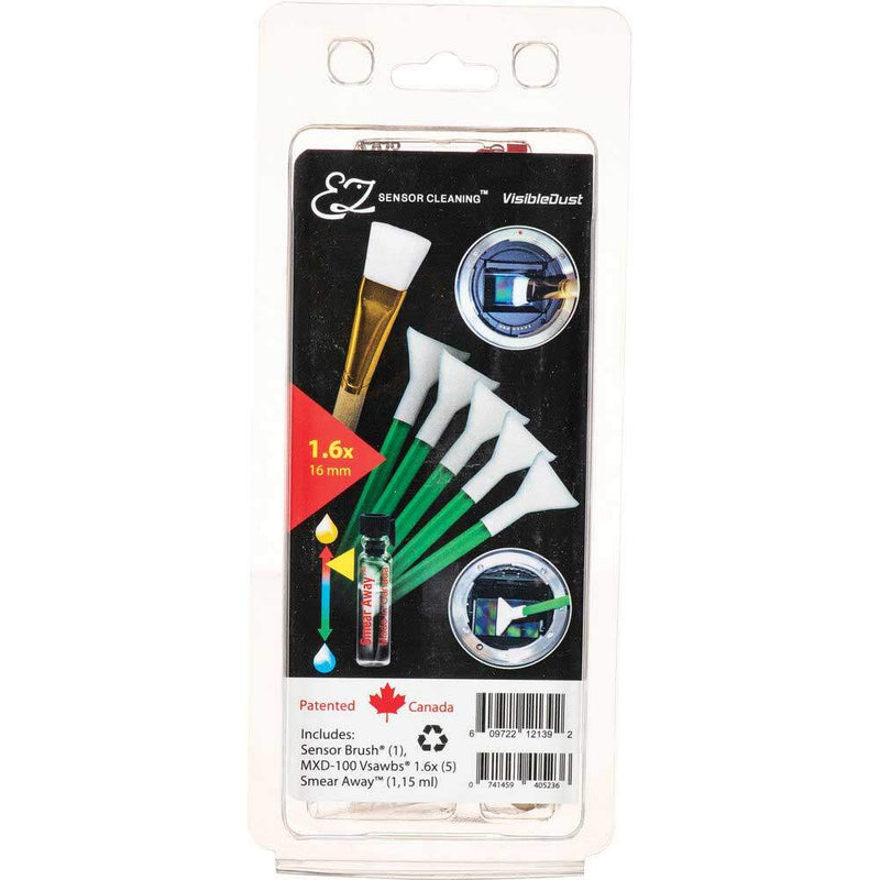 VisibleDust EZ Sensor Cleaning Kit PLUS with Smear Away, 5 Green 1.6x Vswabs and Sensor Brush Image 1