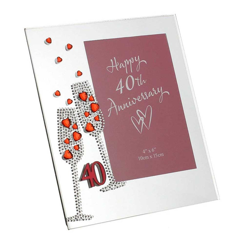 Diamante Ruby 40th Wedding Anniversary Glass Photo Frame 6x4 Image 1
