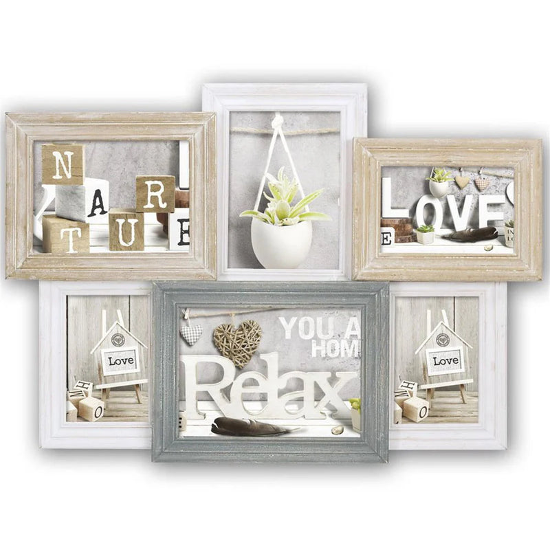 Set of collage photo frames with decorative elements on a white background