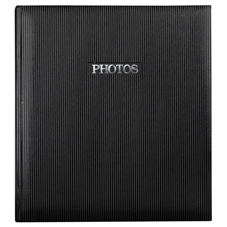 Black photo album with 'PHOTOS' text on a white background