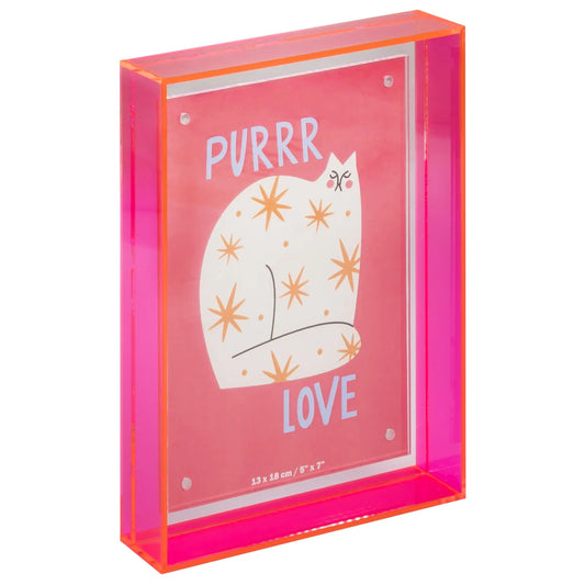 Summertime Neon picture frame with cat which says 'Purrr Love'